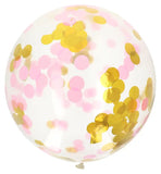 Ballong XL med konfetti guld/rosa - 61 cm - Ballong med konfetti