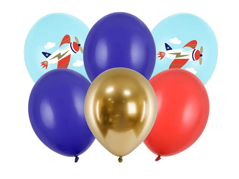 Ballonger 30 cm Flygplan Pastell ljusblå 6-pack