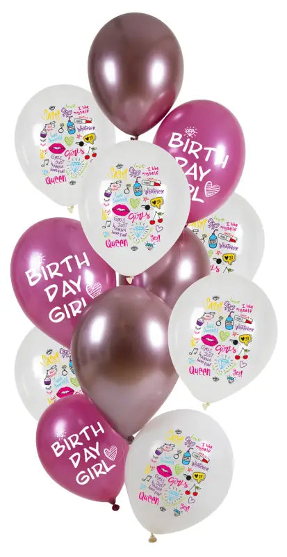 Ballonger Birthday Girly 33cm - 12 stycken - Ballong