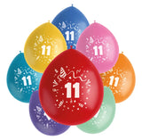 Ballonger Color Pop 23cm - 8 - Pack för olika jubileer och födelsedagar - 11 år - Ballong