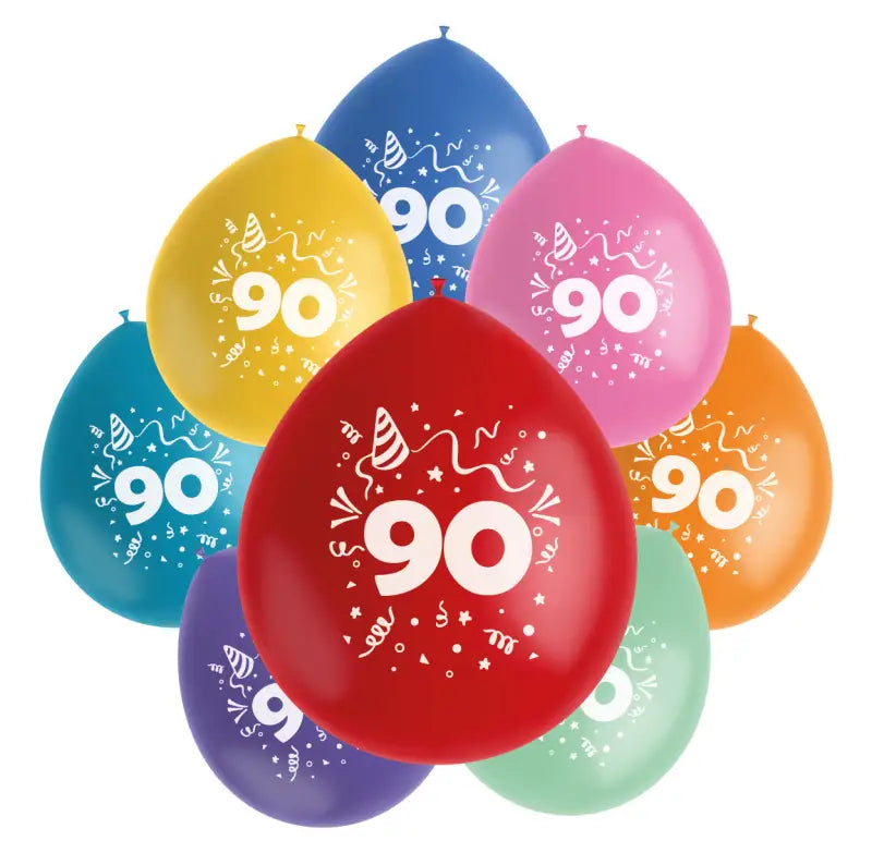 Ballonger Color Pop 23cm - 8 - Pack för olika jubileer och födelsedagar - 90 år - Ballong