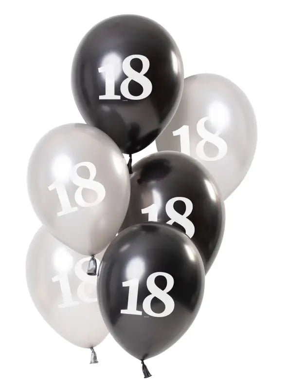 Ballonger Glossy Black 18 år 23cm - 6 stycken - Ballong