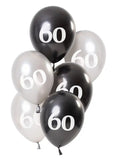 Ballonger Glossy Black 60 år 23cm - 6 stycken - Ballong