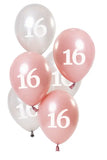 Ballonger Glossy Pink 16 år 23cm - 6 stycken - Ballong