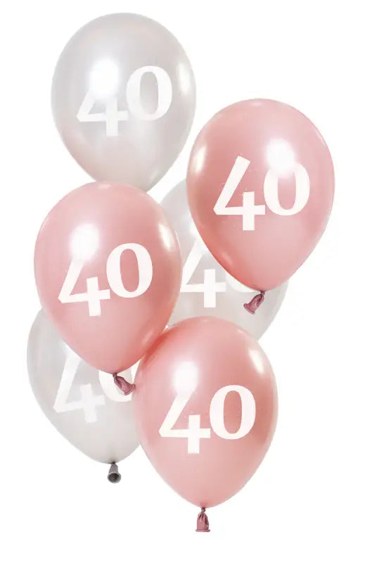 Ballonger Glossy Pink 40 år 23cm - 6 stycken - Ballong