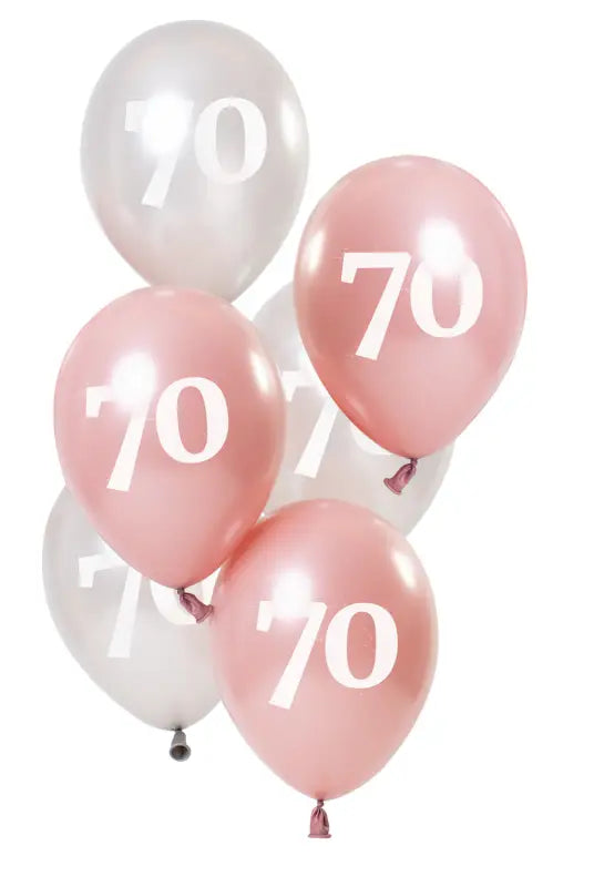 Ballonger Glossy Pink 70 år 23cm - 6 stycken - Ballong