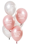 Ballonger Glossy Pink ’Happy Birthday’ 23cm - 6 stycken - Ballong