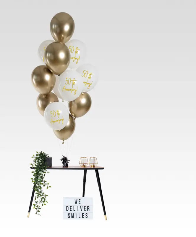 Ballonger Golden Anniversary 33cm - 12 stycken - Ballong