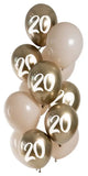 Ballonger Golden Latte 20 år 33cm - 12 stycken - Ballong