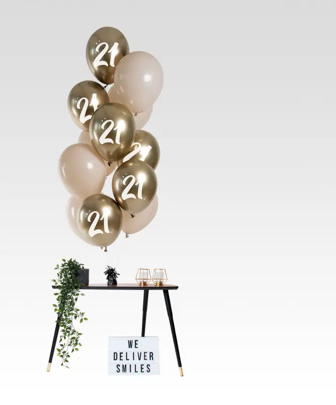 Ballonger Golden Latte 21 år 33cm - 12 stycken - Ballong