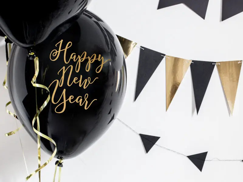 Balloons 30cm Happy New Year Pastel Black (1 pkt / 50 pc.)