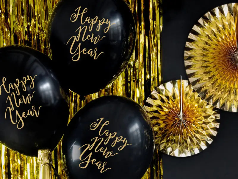 Balloons 30cm Happy New Year Pastel Black (1 pkt / 50 pc.)