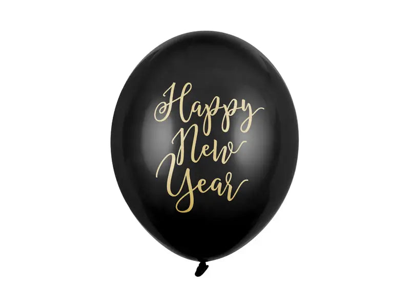 Balloons 30cm Happy New Year Pastel Black (1 pkt / 6 pc.)