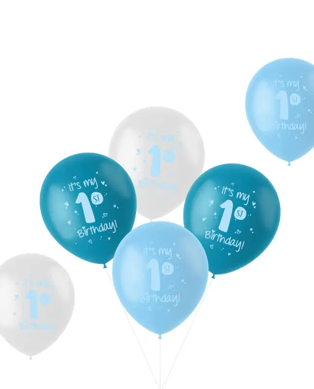 Ballonger ’It is my 1st Birthday!’ Blå 33cm - 6 stycken - Ballong