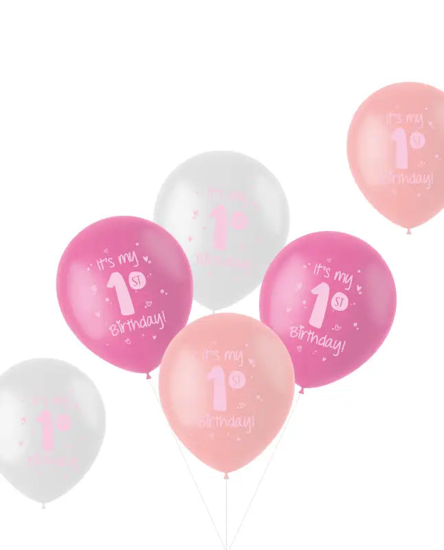 Ballonger ’It is my 1st Birthday!’ Rosa 33cm - 6 stycken - Ballong