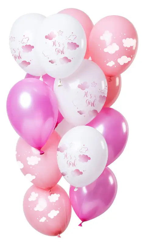 Ballonger ’It’s a girl’ Rosa 33cm - 12 stycken - Ballong