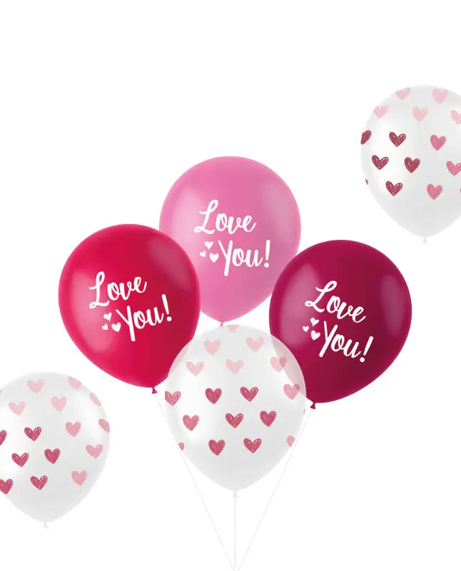 Ballonger ’Love You!’ Mixa Rosa 33cm - 6 stycken - Ballong