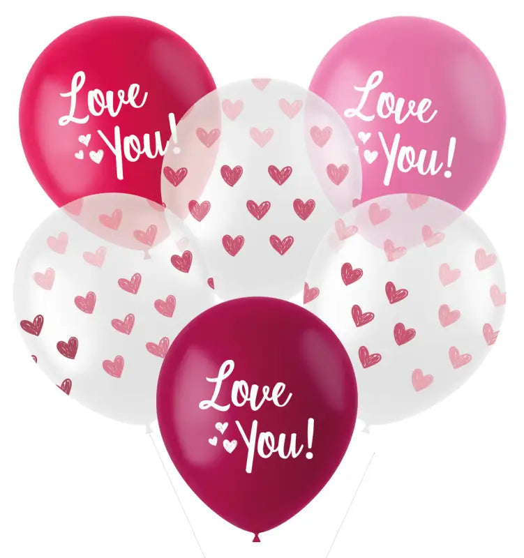 Ballonger ’Love You!’ Mixa Rosa 33cm - 6 stycken - Ballong