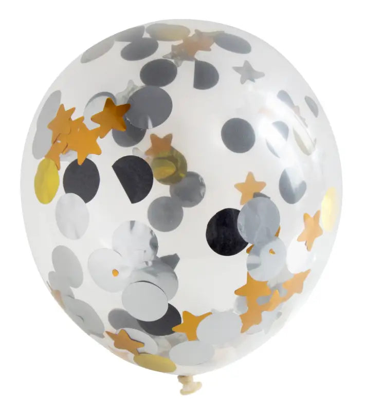 Ballonger med prickar och stjärnor Confetti 30 cm - 4 st - Latexballonger