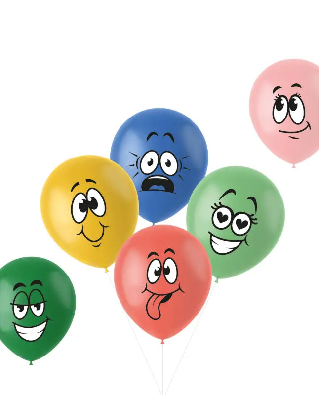 Ballonger Retro Funny Faces Flerfärgad 33cm - 6 stycken - Ballong