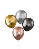 Ballonger Shimmer ’Happy Birthday!’ Electrum 33cm - 4 stycken - Ballong