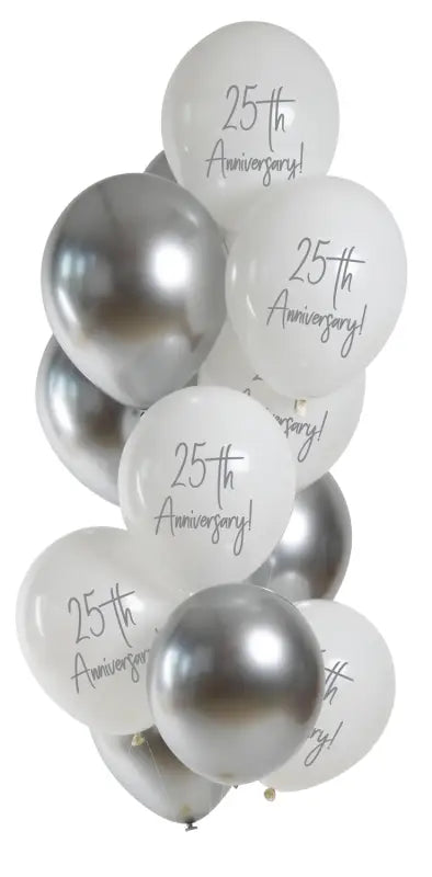 Ballonger Silver Anniversary 33cm - 12 stycken - Ballong