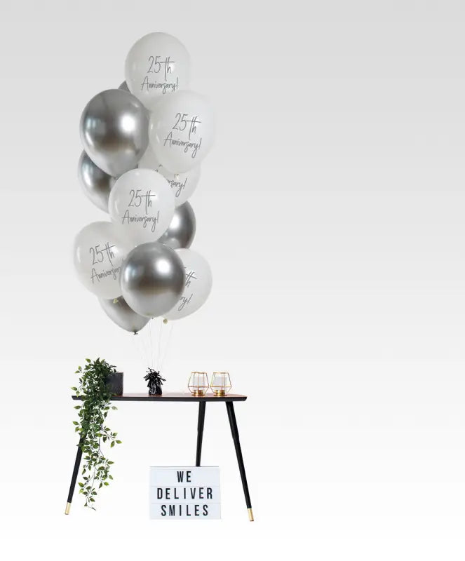 Ballonger Silver Anniversary 33cm - 12 stycken - Ballong