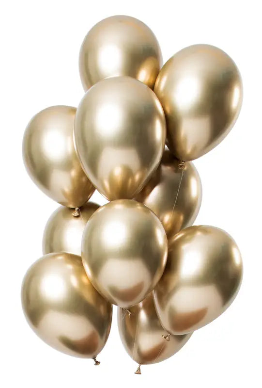 Latexballonger Mirror Effect Guld 33 cm - 12 stycken - Ballong