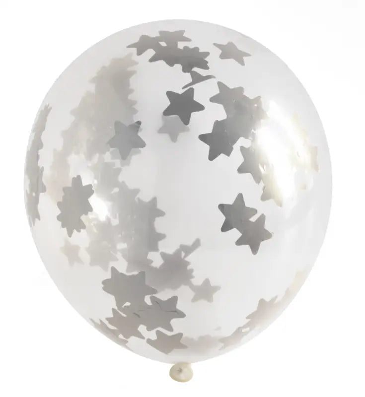 Ballonger med Star Confetti 30cm och Tassel Garland Silver - 3 stycken - Latexballonger