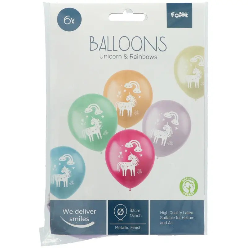 Ballonger Unicorns & Rainbows Flerfärgad 33cm - 6 stycken - Ballong