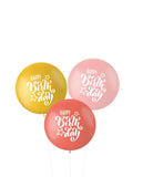 Ballonger XL ’Happy birthday!’ Rosa/röd 80cm - 3 stycken - Ballong