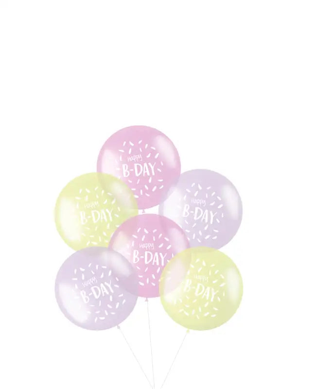 Ballonger XL Pastell ’Happy B-day’ Rosa 48cm - 6 stycken - Ballong