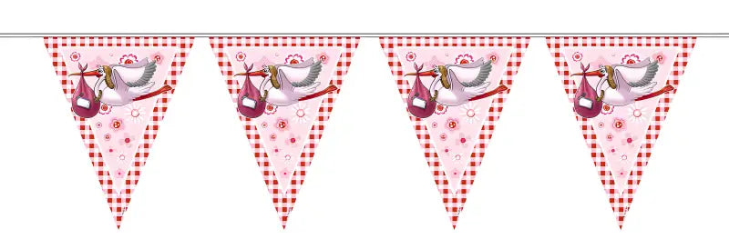 Birth Girl Bunting Stork - 10 meter - Flagglinjer