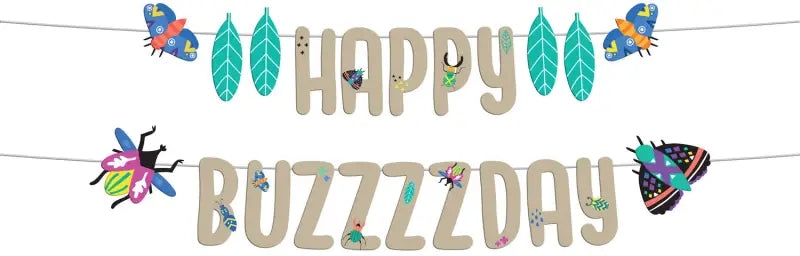 Bokstavsbanner Set – ’Happy Buzzzzday’ Buzzing Bugs 1,5 Meter - Girlang