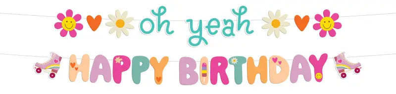 Bokstavsbanner set - ’Oh yeah Happy Birthday’ - Boho Girlz - 1,5 meter - Girlang