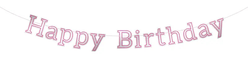 Bokstavsgirland Glossy Pink ’Happy Birthday’ - 3 meter - Bokstavsgirland