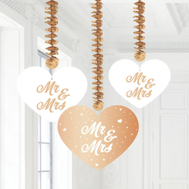 Bröllop Rose Gold Hanging Decoration - 3 st - Hängande dekorationer