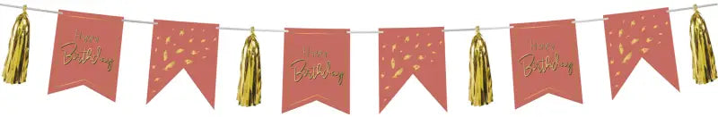 Bunting Garland med tofsar Golden Dusk - 4 meter - Girlang