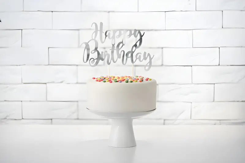 Cake Topper Happy Birthday silver 22,5 cm