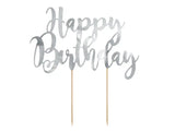 Cake Topper Happy Birthday silver 22,5 cm