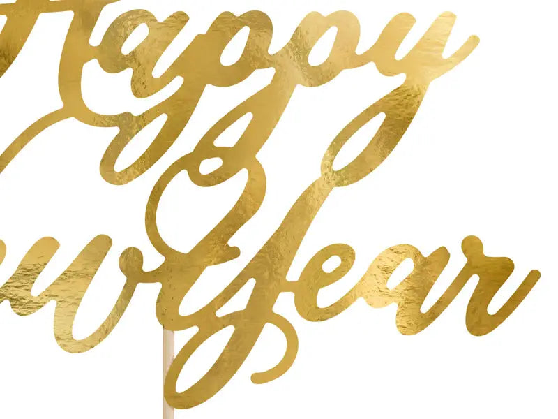 Cake Topper Happy New Year guld