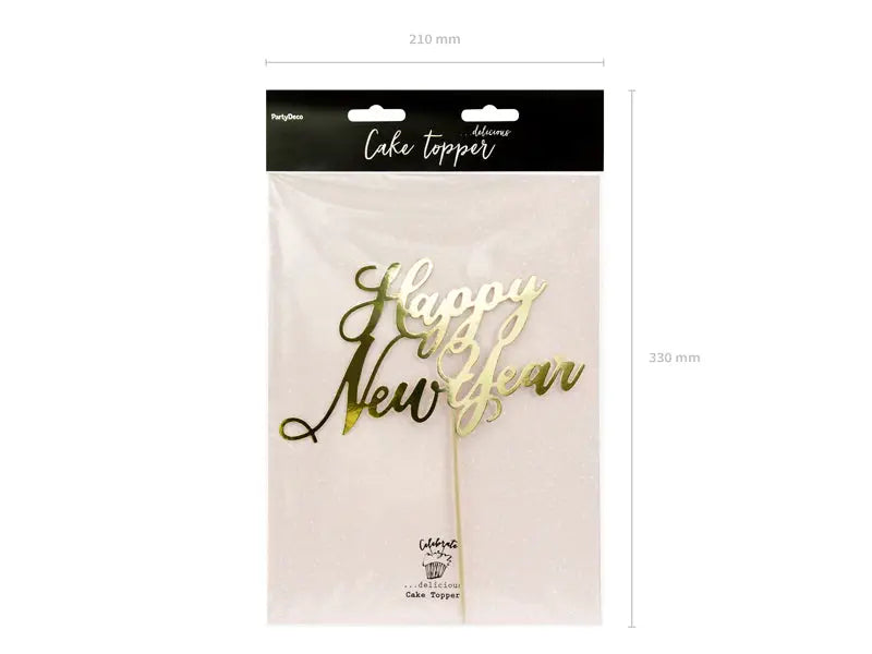 Cake Topper Happy New Year guld