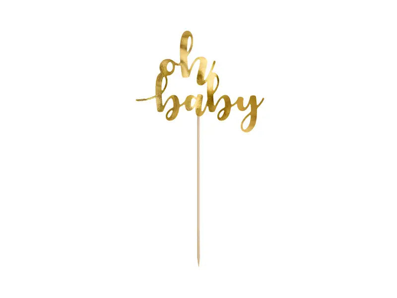 Cake topper Oh baby guld