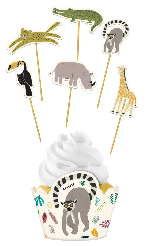 Cupcake dekorationsset Zoo Party - 6 set - Cupcake dekorationsset