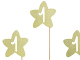 Cupcake toppers 1st Birthday guld