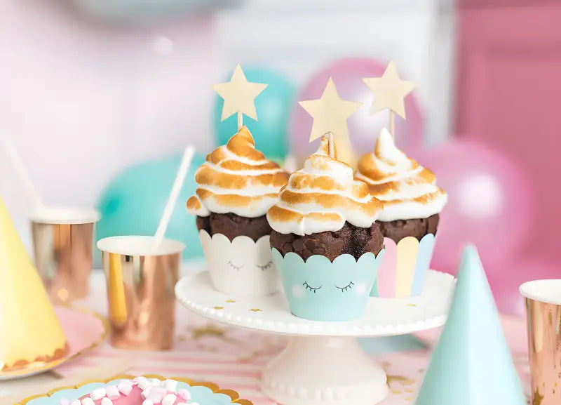 Cupcake toppers - Stjärnor guld