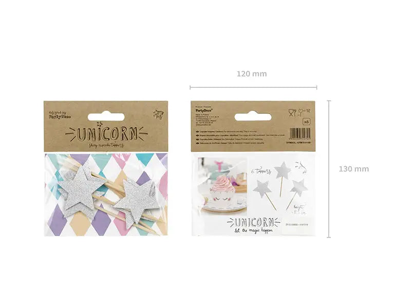 Cupcake toppers Unicorn - Stars (6 pack)