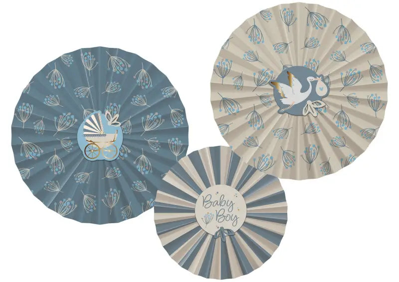 Deco-Fan Set - Blooming Baby Boy - 3 stycken - Dekorationsfläktar