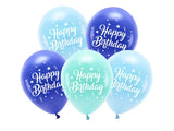 Eco ballonger 26 cm Happy Birthday blå 5-pack