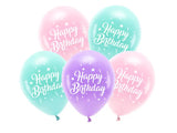 Eco ballonger 26 cm Happy Birthday rosa 5-pack